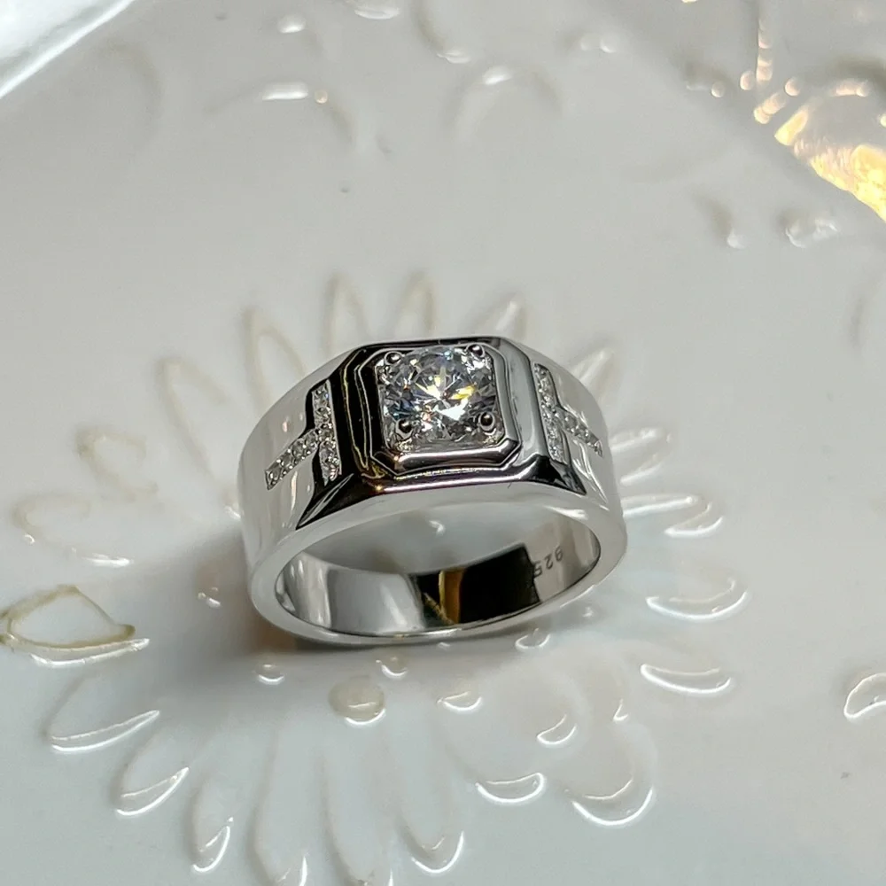 Sterling silver thick ring with stone for men and women - Picture 4 of 9